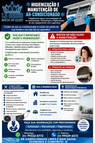 Instalação de ar condicionado e manutenção e Higienização 
