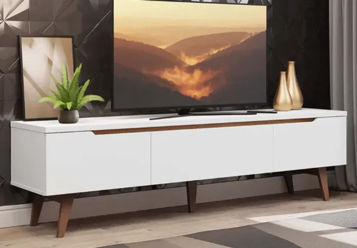 Rack TV  (até 75 ?)  Polegadas 1,80, 2 Portas 1 Gaveta, Branco Madesa Reims - Seminovo