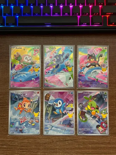 Carta Pokémon - Parceiro Inicial - Piplup, Chimchar, Turtwig, Litten, Rowlet e Popplio