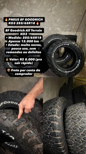 Pneus BF Goodrich All Terrain KO3 285/65R18 - Apenas 12.000 km
