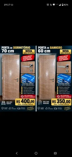 Portas de 70cm e outra de 69cm ambas novas, na embalagem e fechaduras completas pronta
