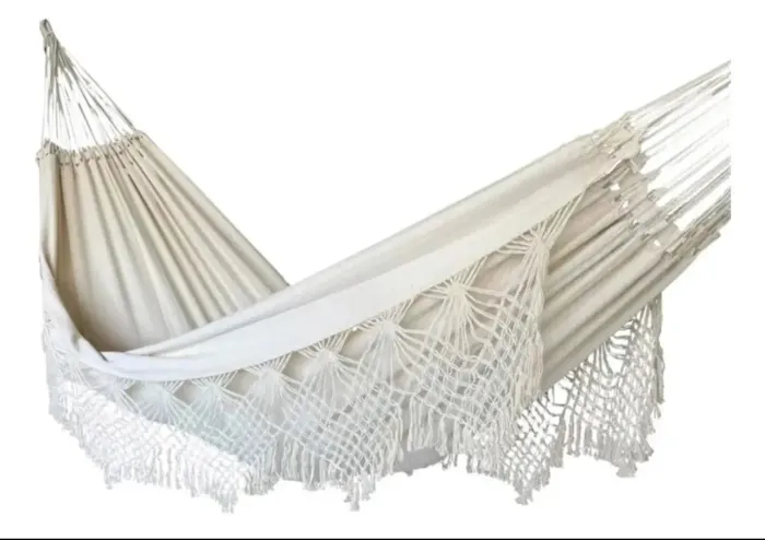 Rede De Dormir Descanso Casal Luxo Bucho De Boi Reforçada Cor Palha