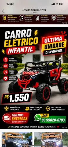 Carrinho eletrico em promoção