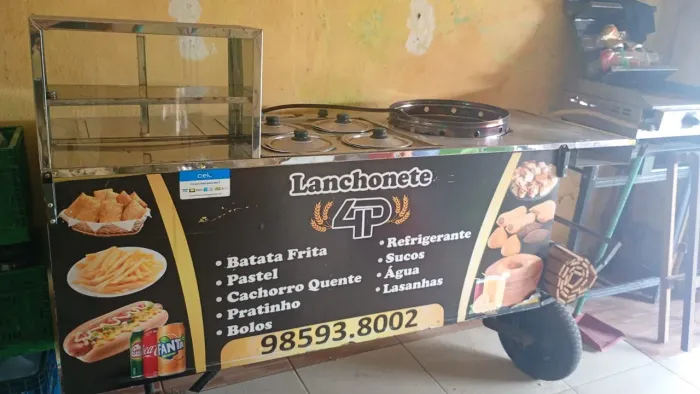 Carrinho de lanche novo completo com coberta