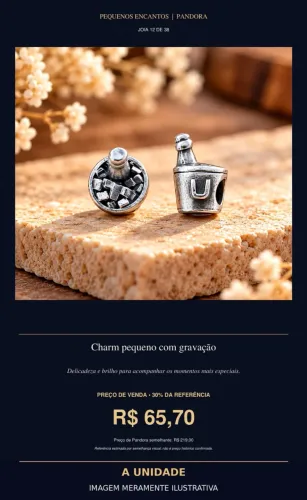 Charm pequeno com gravação