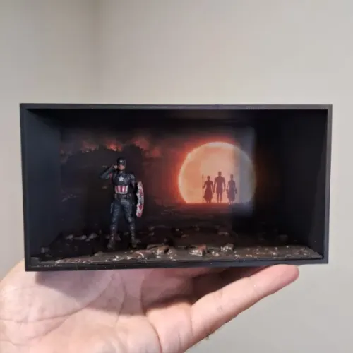 Quadro diorama do filme "Vingadores Ultimato" da Marvel