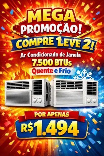 Mega promoção compre 1 leve 2 ar condicionado de janela 7.500 btus quente e frio 