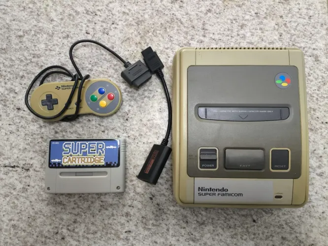 Super Famicom + controle + everdrive + adaptador hdmi
