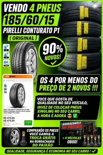 4 pneus 15 Pirelli (185 /60 ) no precinho ! Chama no ZAP !!