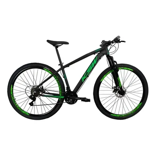 Bicicleta ksw verde e preta aro 29