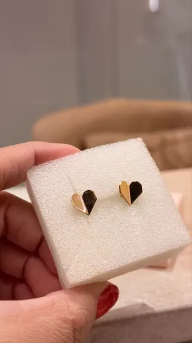 Brinco Rommanel Coração Banhado a Ouro 18K - Original