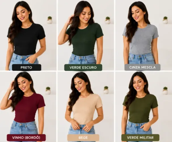 Lote de Blusas Femininas em Malha Ribana Premium | Atacado R$ 9,00 Cada | Revenda
