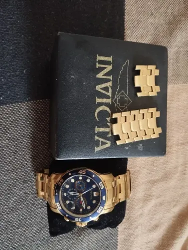 Relógio Invicta Pro Driver 0073 Original Dourado Azul