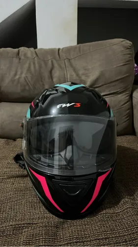 Capacete FW3 GTX STAR TIFANY/ROSA COM VISEIRA SOLAR