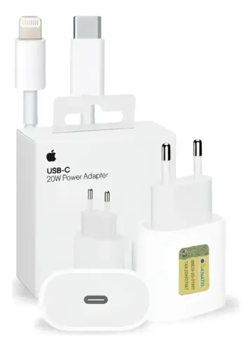 Kit Apple Fonte USB-C 20W + Cabo USB-C para Lightning (1 metro) Original
