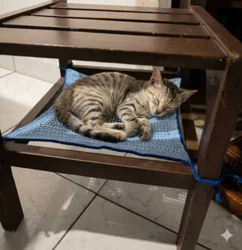 Rede de crochê para gatos 