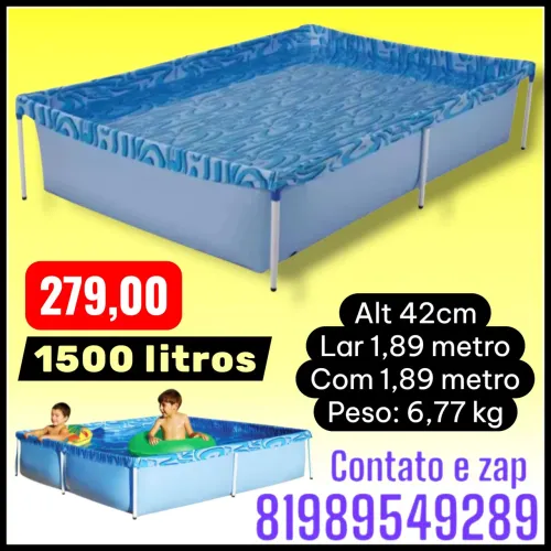Piscina MOR 1500 litros quadrada de montar,