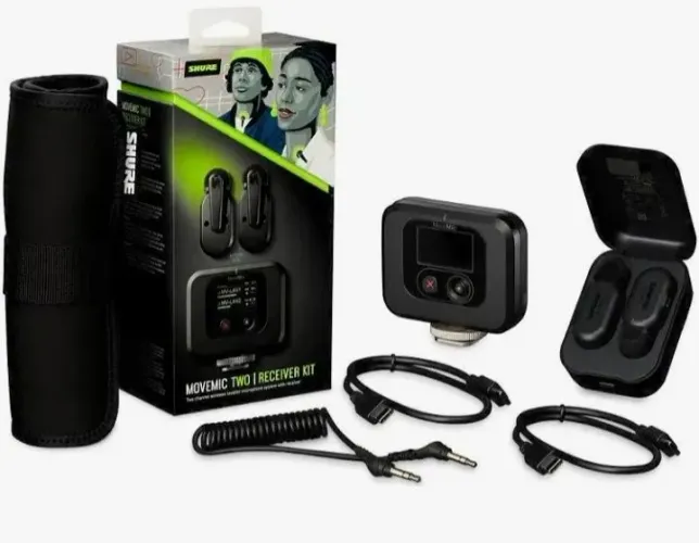 Microfone de Lapela Sem Fio de Dois Canais com Receptor  MOVEMIC TWO + RECEIVER KIT