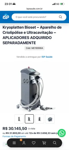Vendo equipamento 12mil semi novo, na nota ta 45mil. Perca gordura de 30% a 01 sessão.