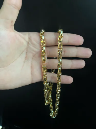 Corrente Baguete Dupla Banhada a ouro masculina 