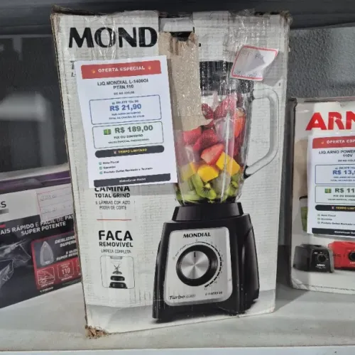 Liquidificador Jarra De Vidro MONDIAL L-1400GI PT/IN.110v
