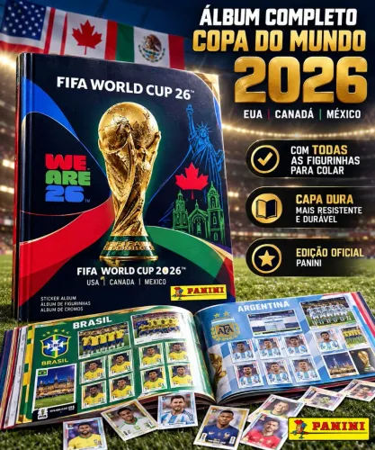Álbum capa dura completo para colar copa do mundo 2026