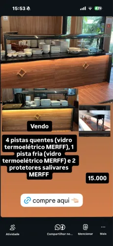 Pista quente e fria para buffet - vidro termoelétrico MERFF PROFISSIONAL