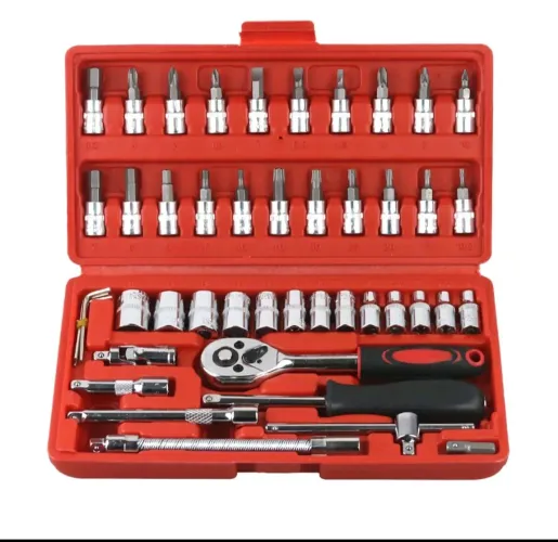 kit ferramentas completo 46/40 Peças Jogo De Soquetes Chave Catraca Reversível Com Maleta