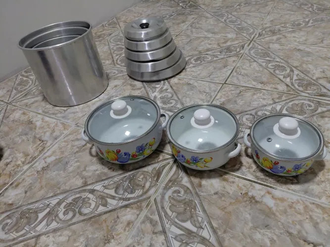 Jogo de panela aderente mais jogo de lata aluminio