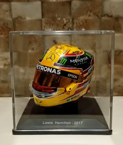 Miniatura Capacete Formula 1 Lewis Hamilton World Champion 2017 Spark 1/5