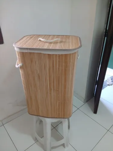 Novo! Cesto grande multiuso de bambu com tampa