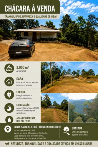 Chácara 2.000m² c/ casa ACEITO TROCA