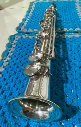 Sax Soprano Vintage Frank Holton (1928/1929) Prata Original - Série 32992