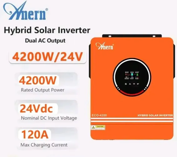 Inversor híbrido 4200w. 24v. Mppt de 120A.