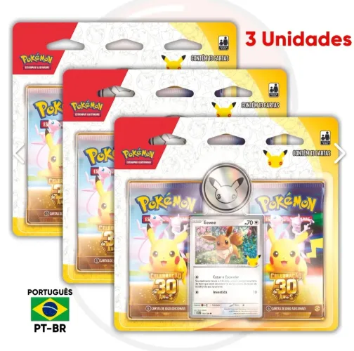 Kit com 3 duplos da coleção 30 anos Pokémon