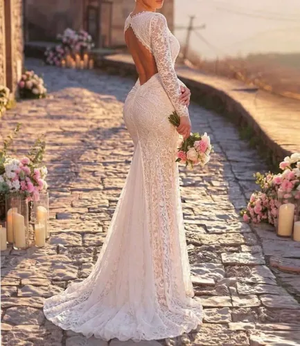 Vestido de Noiva Rendado - Tamanho G (42/44) - Perfeito Estado