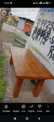 Mesa de madeira 2 m envernizada rústica