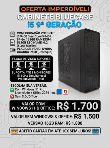 Computador PC - i5 9th 8GB 512GB - Nvidia P400 (Perfeito para duas ou tres telas)