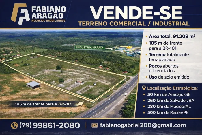 Área 91.208 m² na BR-101 Itaporanga/SE ? 185m de Frente | Industrial/Logística