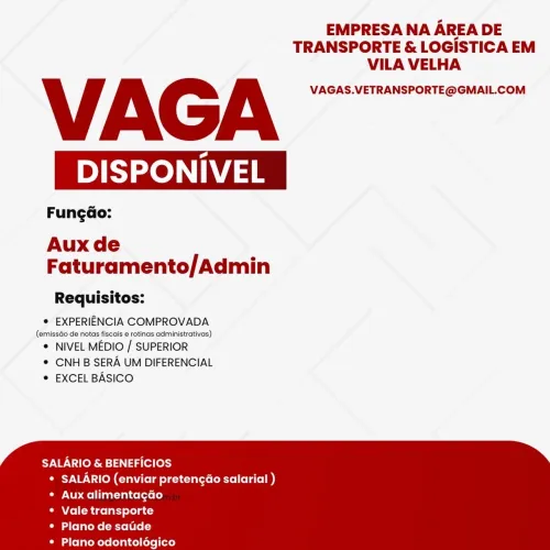 Aux faturamento ou Adm 
