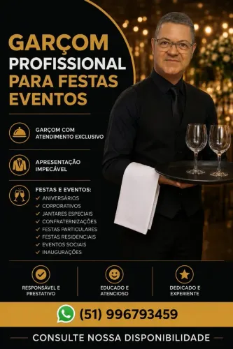 GARÇOM PARA FESTAS E EVENTOS PARTICULARES