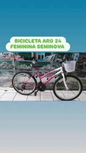 BICICLETA ARO 24 FEMININA COM MARCHA COMPLETA SEMINOVA