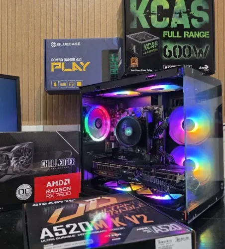 PC Gamer dos sonhos Ryzen5 5500 RX 7600 16GB com 500GB Novo Pronta entrega