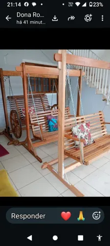 Balanço madeira maciça para area externa c/ veniz maritimo top sonho