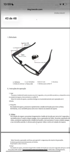 Sheawasy Óculos de câmera Full HD 1080p