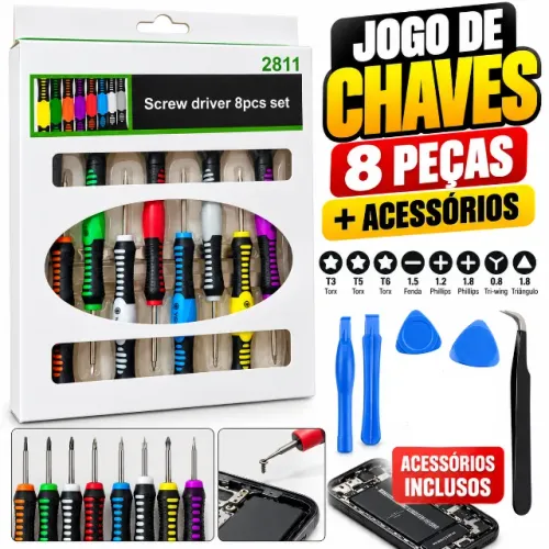 Jogo de Chaves de Precisão 8 Peças + acessórios