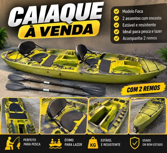 Caiaque Caiaker Foca Duplo 2 Lugares + 2 Remos - Usado