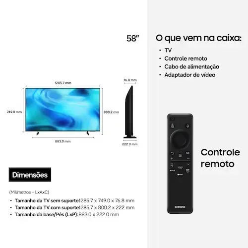 TV de 58" Samsung inteligente Com a Alexa, Pague em parcelas com seu cartão de crédito