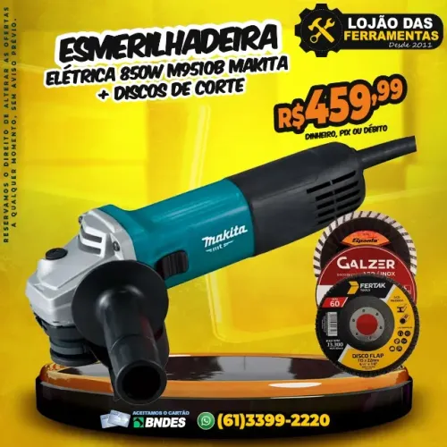 Esmerilhadeira 850w M9510b Makita + Discos de corte