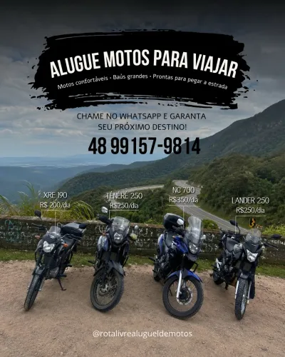 Aluguel de Motos para Viagens e Turismo - Rota Livre